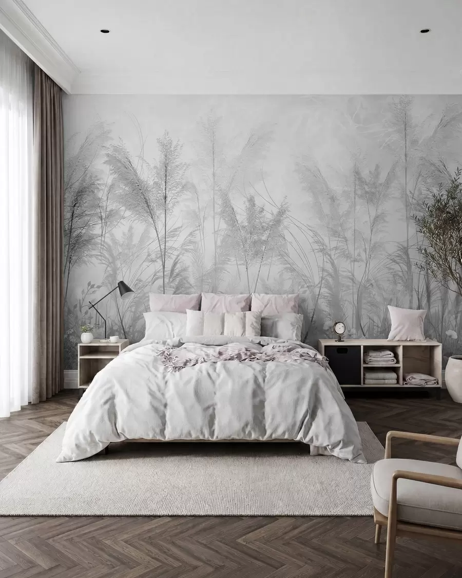 wall murals Високе биљке у пастелним бојама у сивим тоновима u93903v4