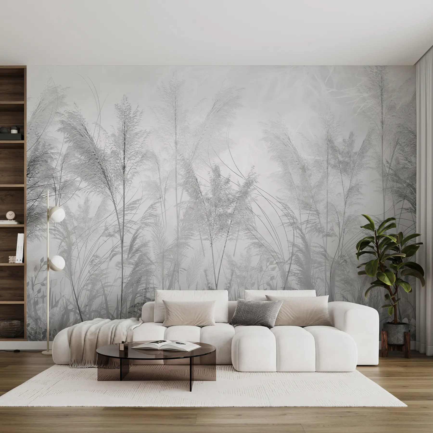 wall murals Високе биљке у пастелним бојама у сивим тоновима u93903v4