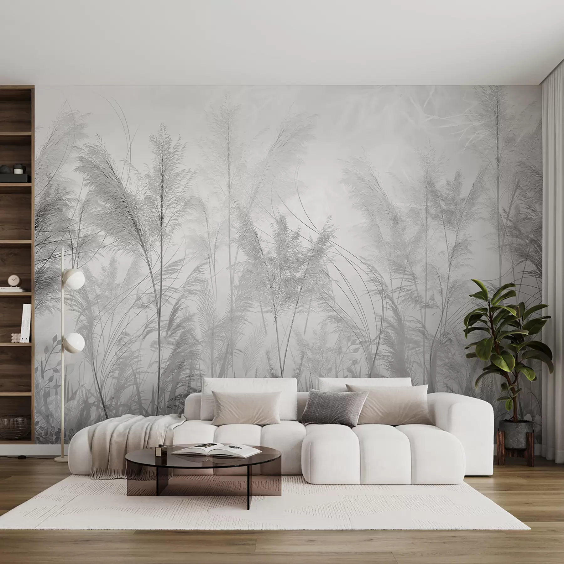 wall murals Високе биљке у пастелним бојама у сивим тоновима u93903v4