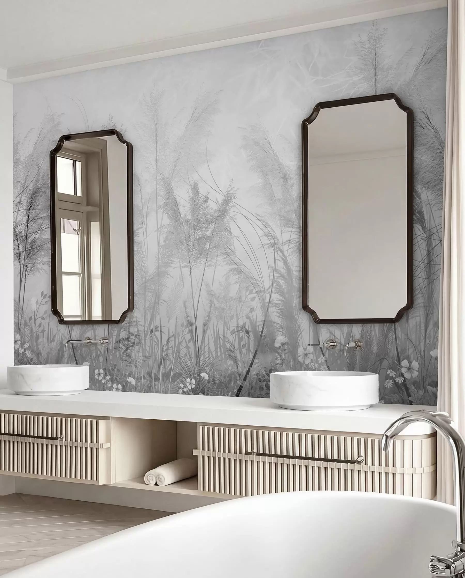 wall murals Високе биљке у пастелним бојама у сивим тоновима u93903v4