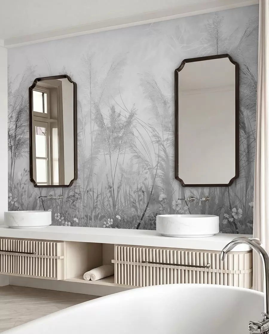 wall murals Високе биљке у пастелним бојама у сивим тоновима u93903v4