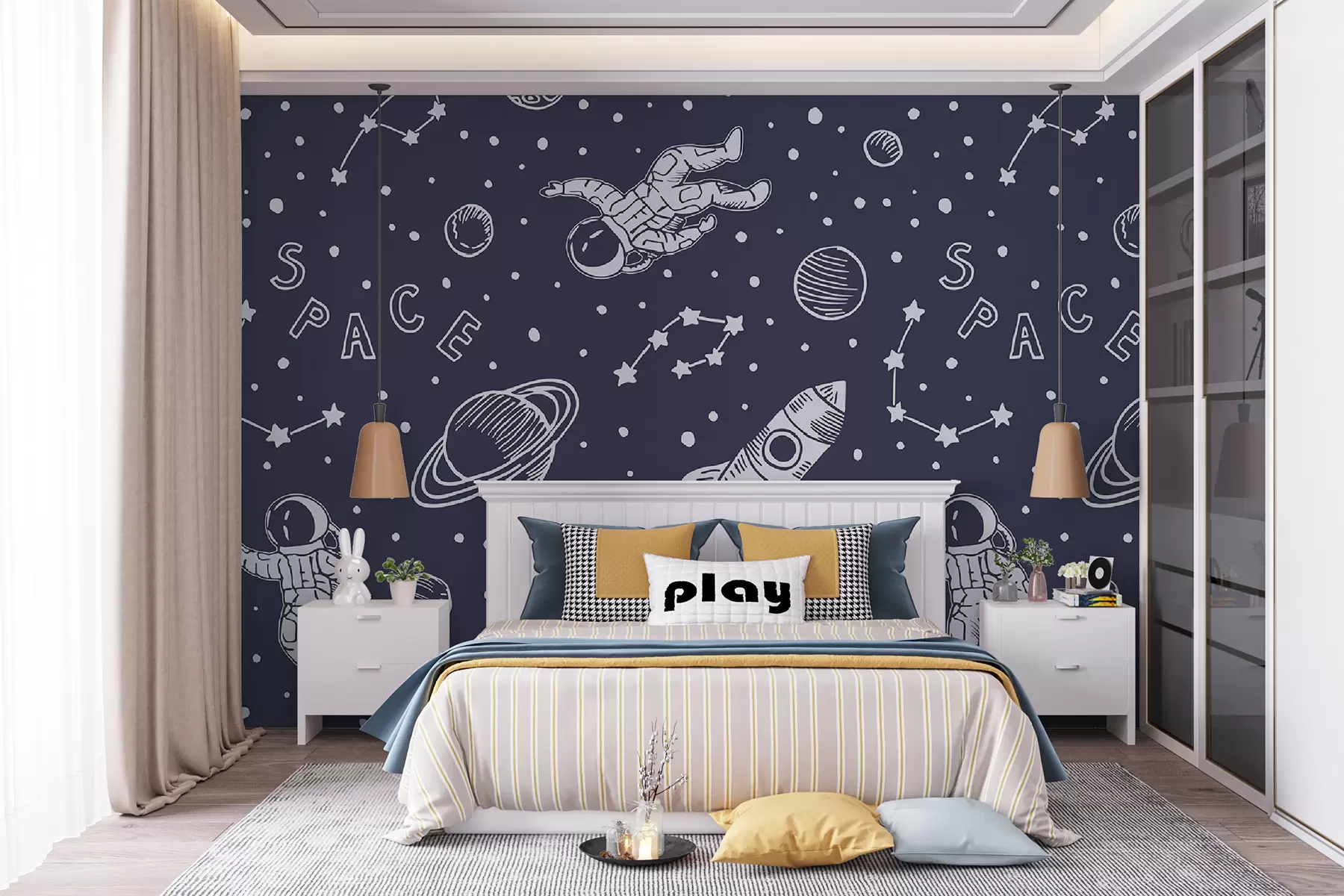 wall murals Бешавни узорак свемира и астронаута u97581