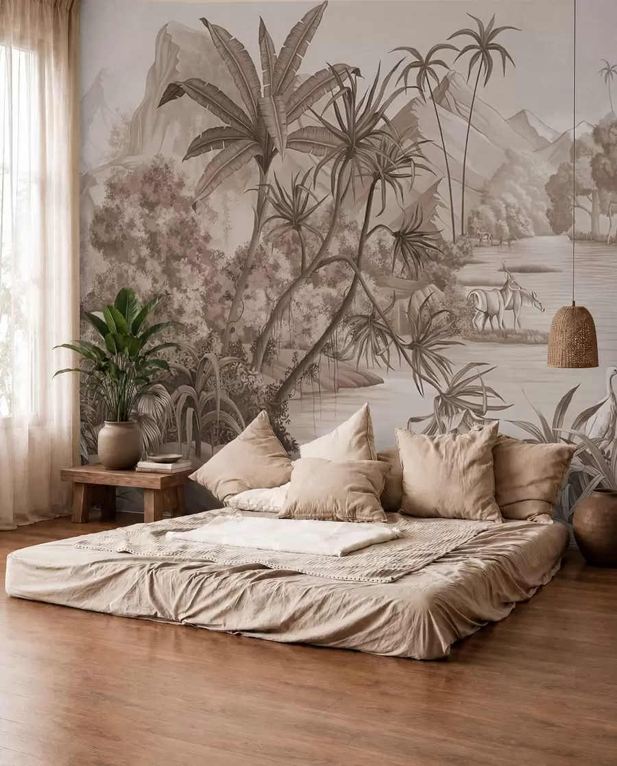 wall murals Црно-бели тропи у смеђим бојама u59040v1