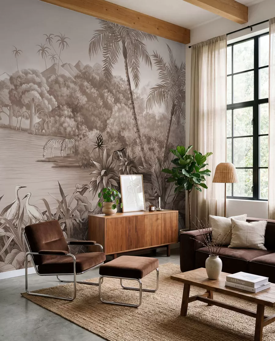 wall murals Црно-бели тропи у смеђим бојама u59040v1