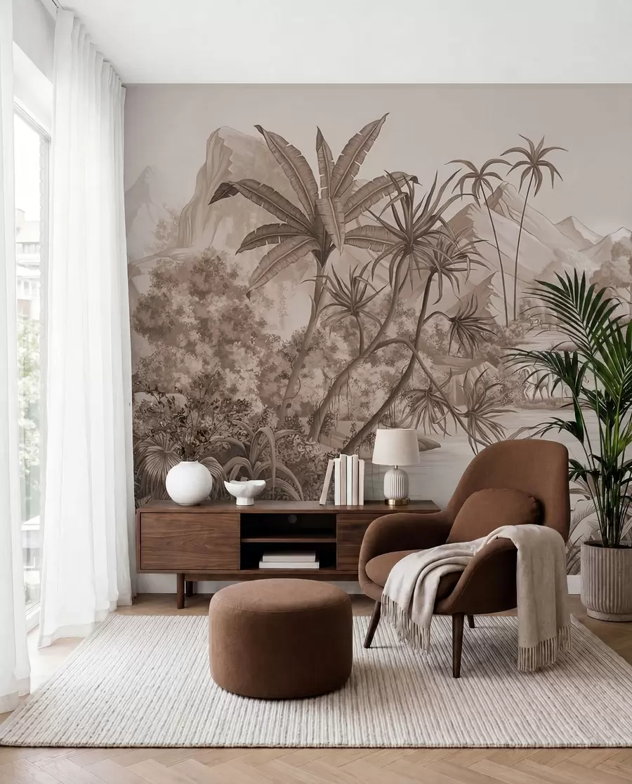 wall murals Црно-бели тропи у смеђим бојама u59040v1