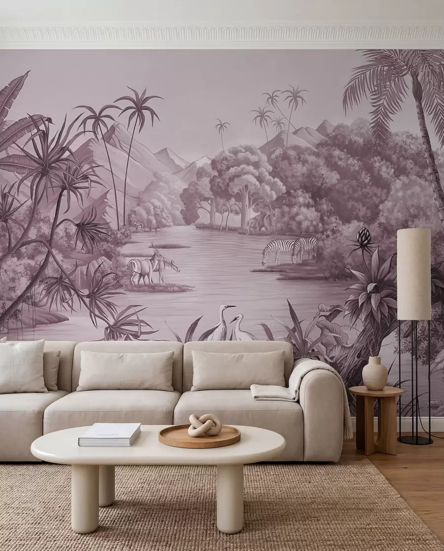 wall murals Црно-бели тропи у љубичастим бојама u59040v3