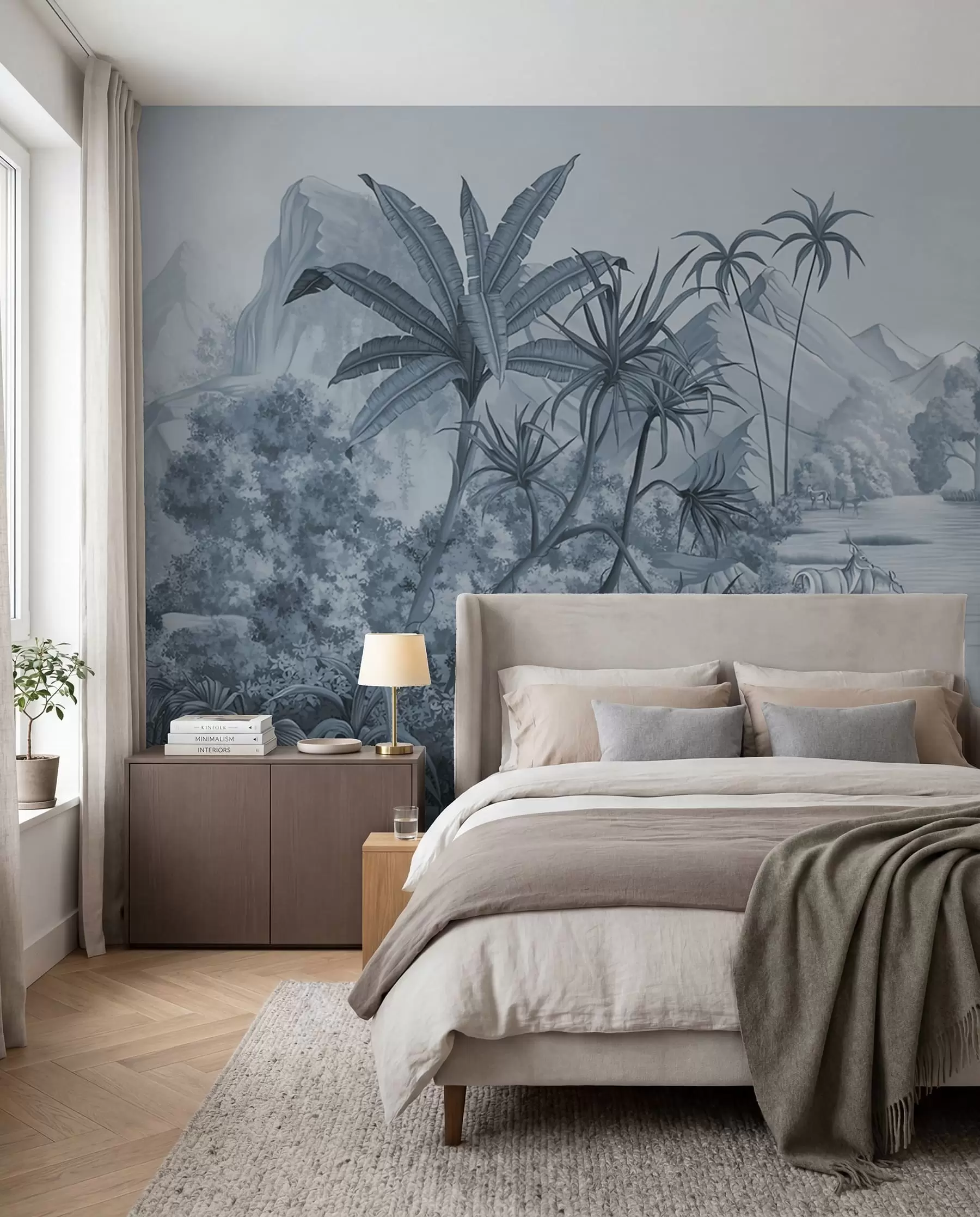 wall murals Црно-бели тропи у плавим бојама u59040v2