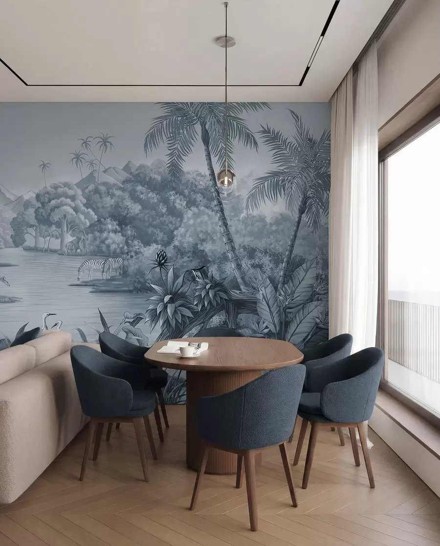 wall murals Црно-бели тропи у плавим бојама u59040v2