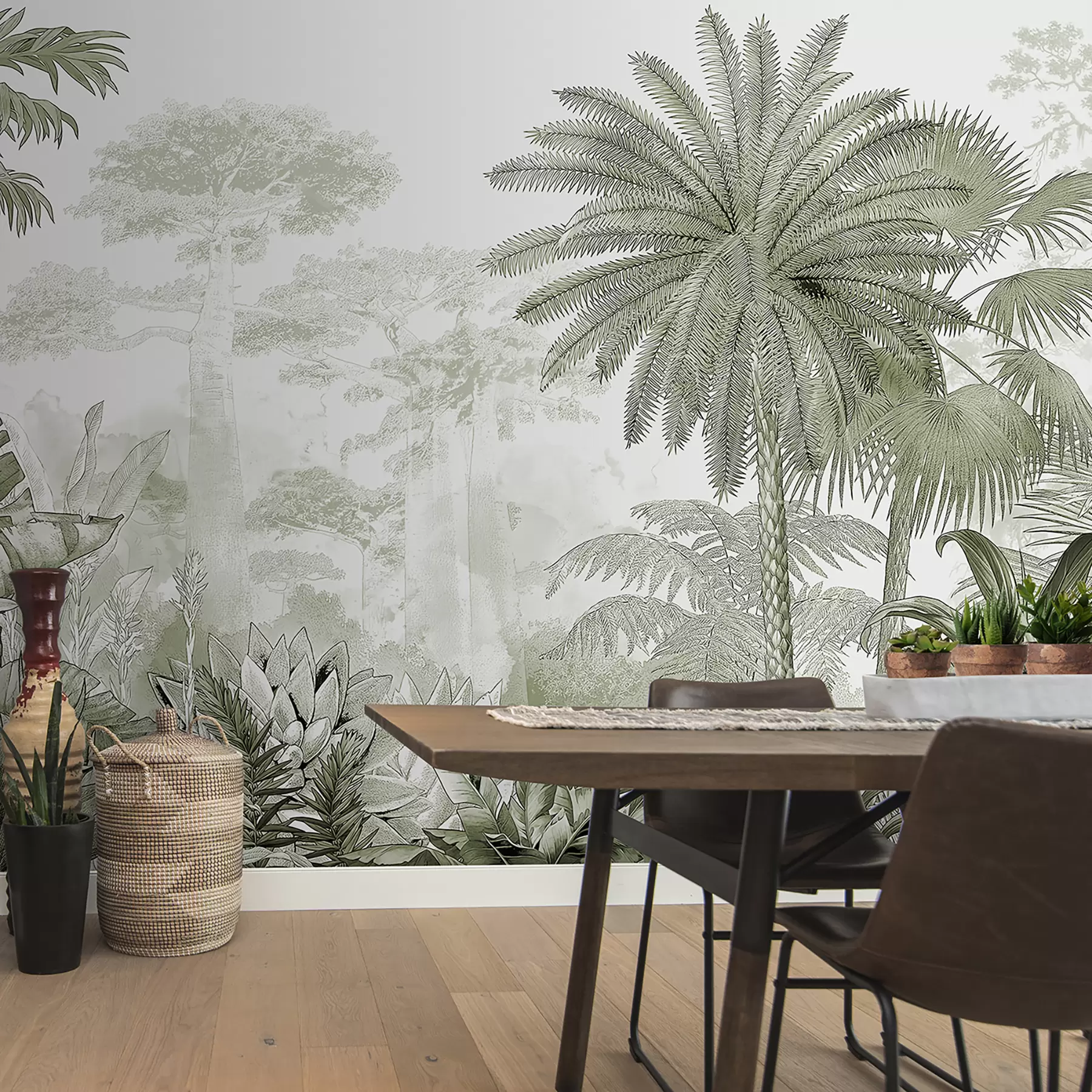 wall murals Тропицс. Цртеж мастилом у зеленим бојама u59041v1