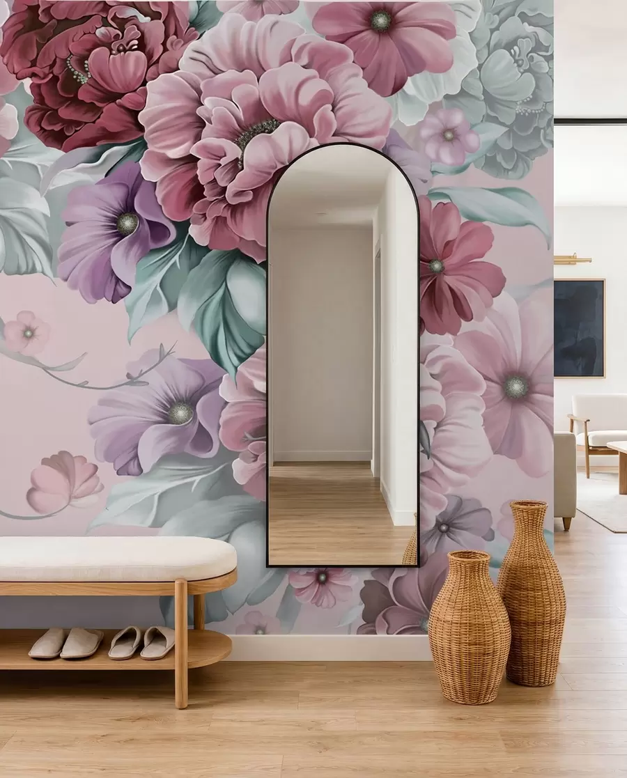 wall murals Нежно плаво цвеће у ружичастим бојама u59900v1