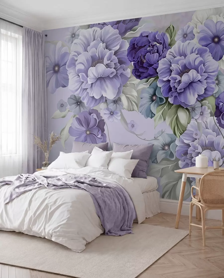 wall murals Деликатно плаво цвеће у плавим бојама u59900v2