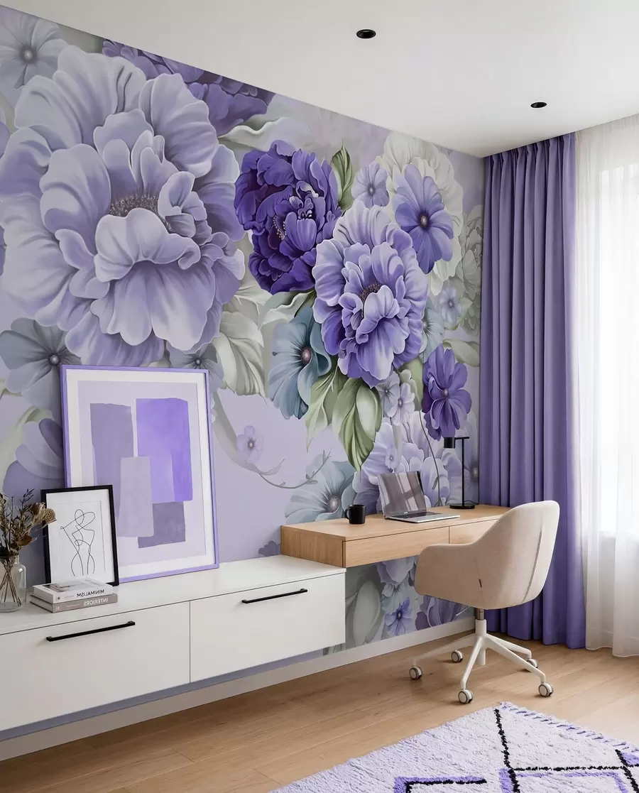 wall murals Деликатно плаво цвеће у плавим бојама u59900v2