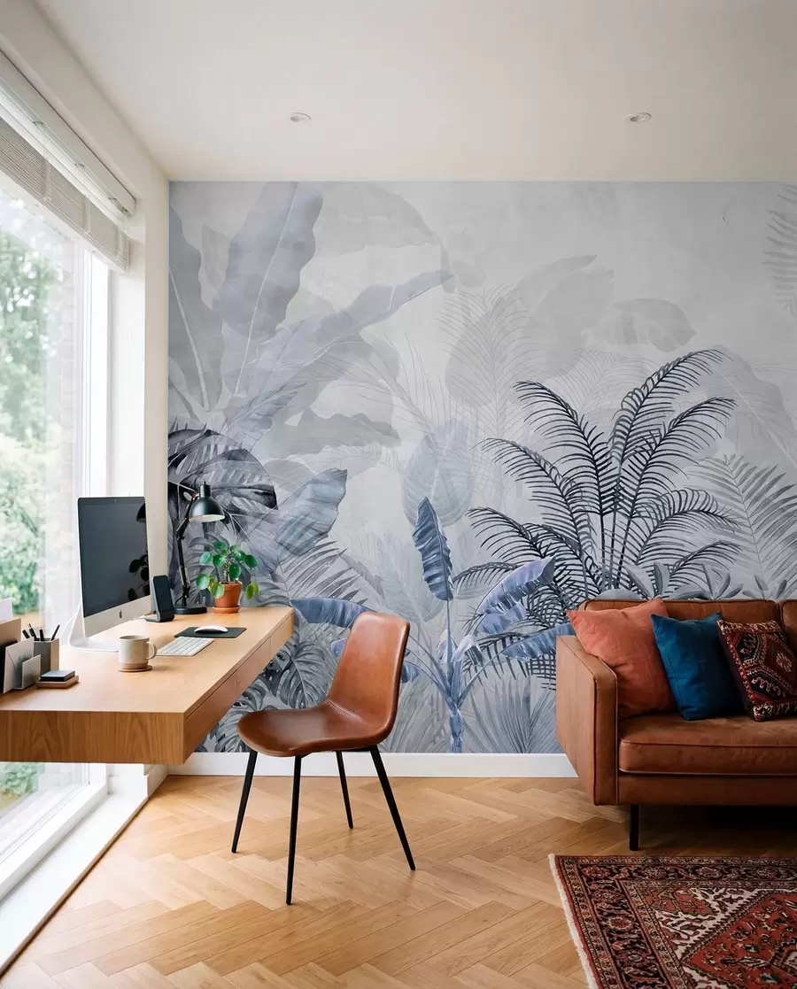 wall murals Палме у сивој боји у плавим бојама u71284v1