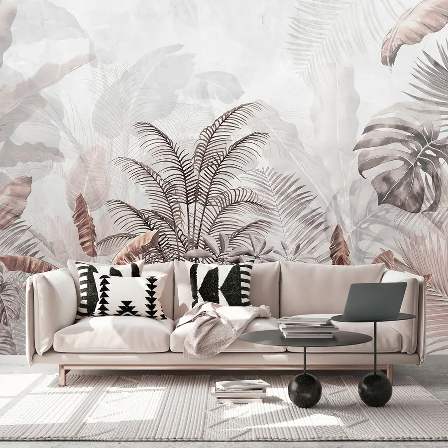 wall murals Палме у сивој боји у сиво-браон бојама u71284v2
