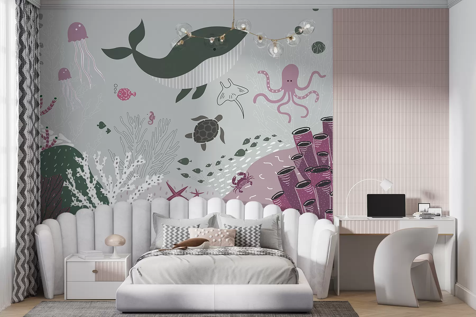 wall murals Подводни свет у црно-љубичастим бојама u93763v2