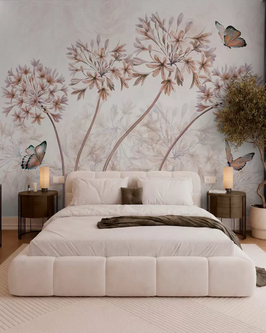 wall murals Биљка, цвет и плава у браон бојама u35495v1