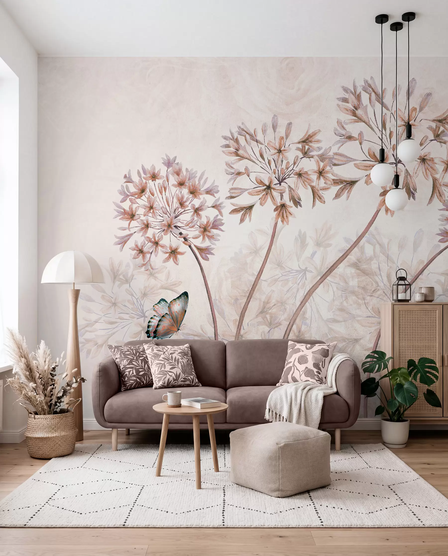 wall murals Биљка, цвет и плава у браон бојама u35495v1