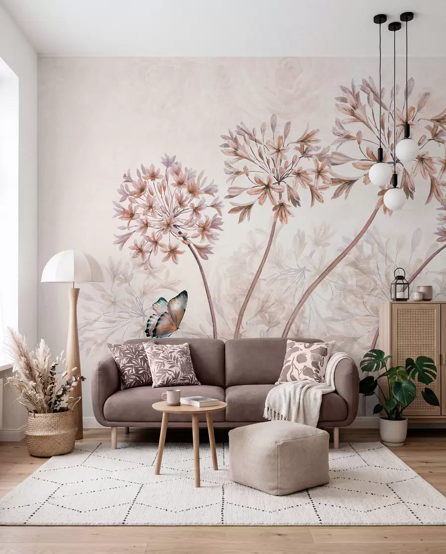 wall murals Биљка, цвет и плава у браон бојама u35495v1