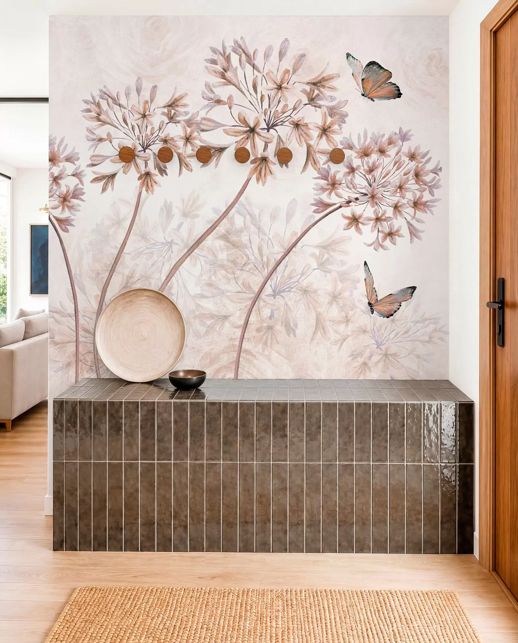 wall murals Биљка, цвет и плава у браон бојама u35495v1