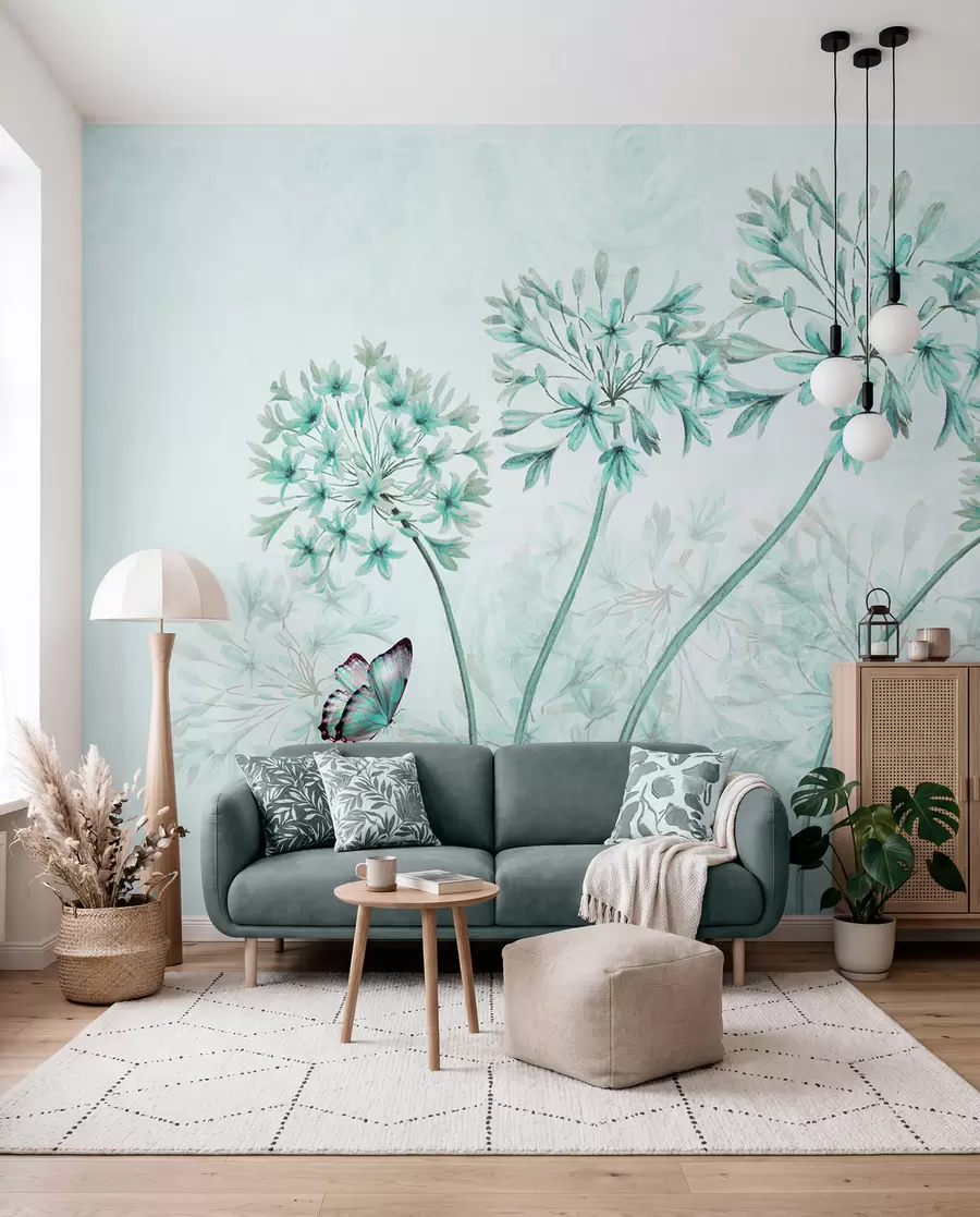 wall murals Биљка, цвет и плава у плавим бојама u35495v2