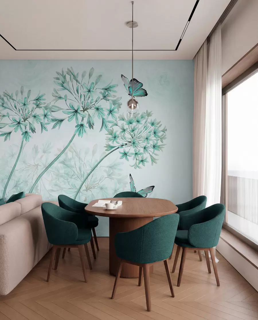 wall murals Биљка, цвет и плава у плавим бојама u35495v2