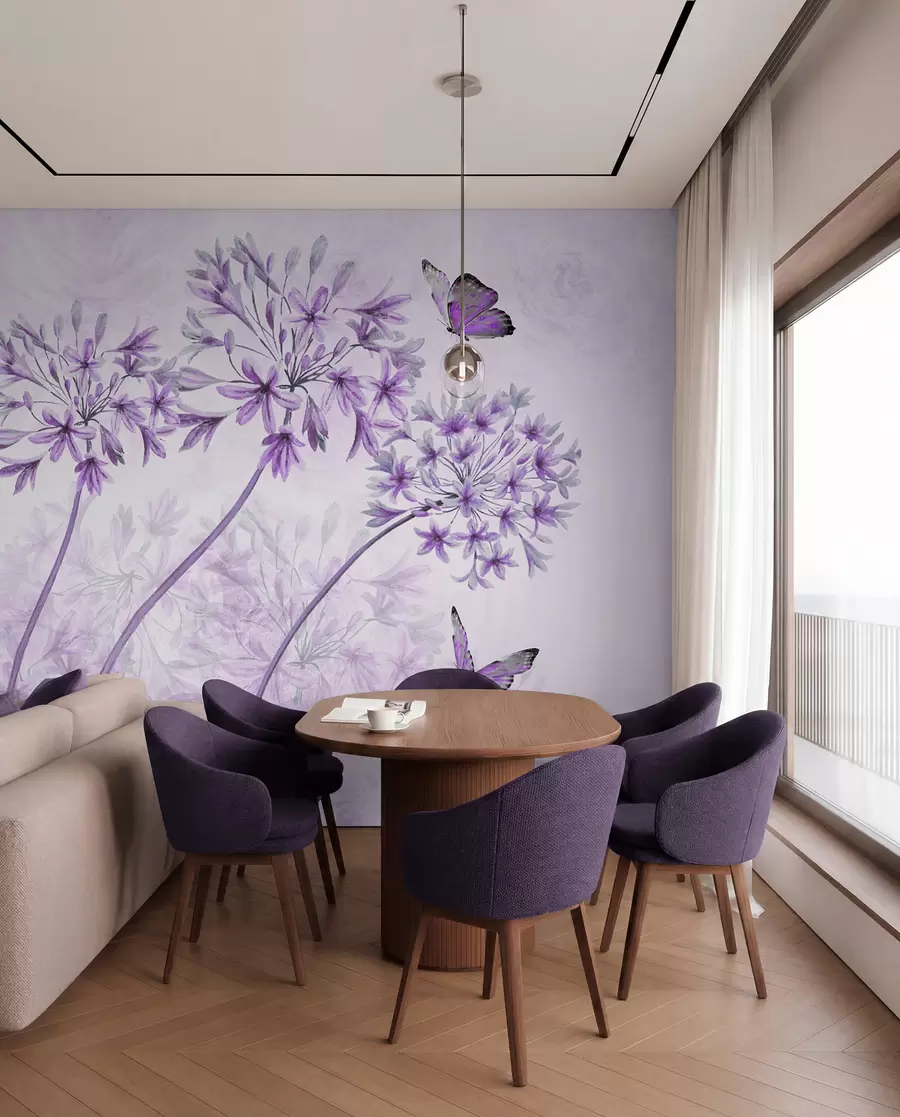 wall murals Биљка, цвет и плава у ружичастим бојама u35495v3