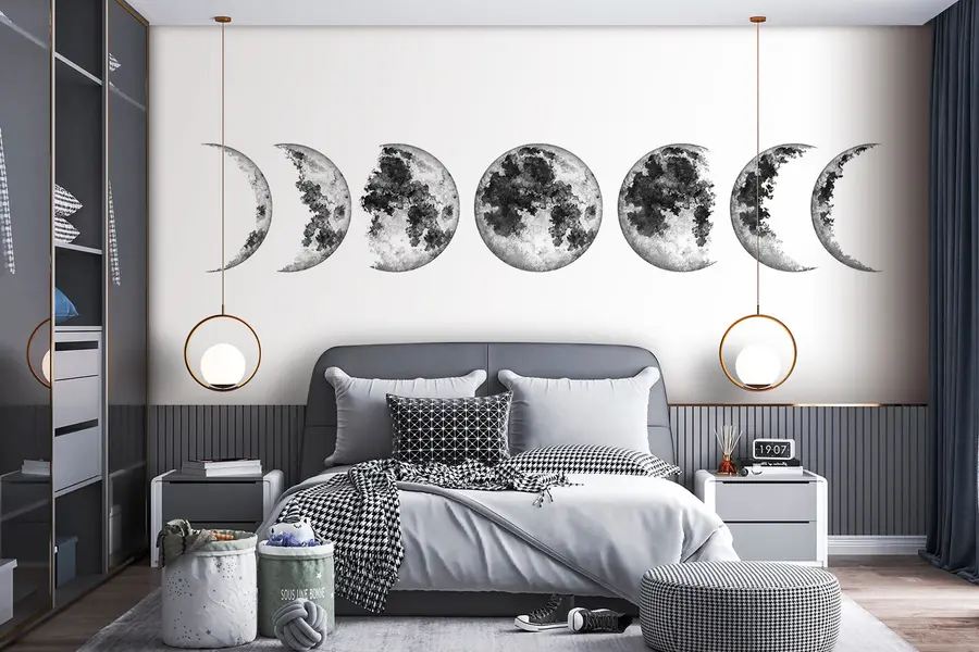 wall murals Фазе месеца изоловане на белој позадини u98058