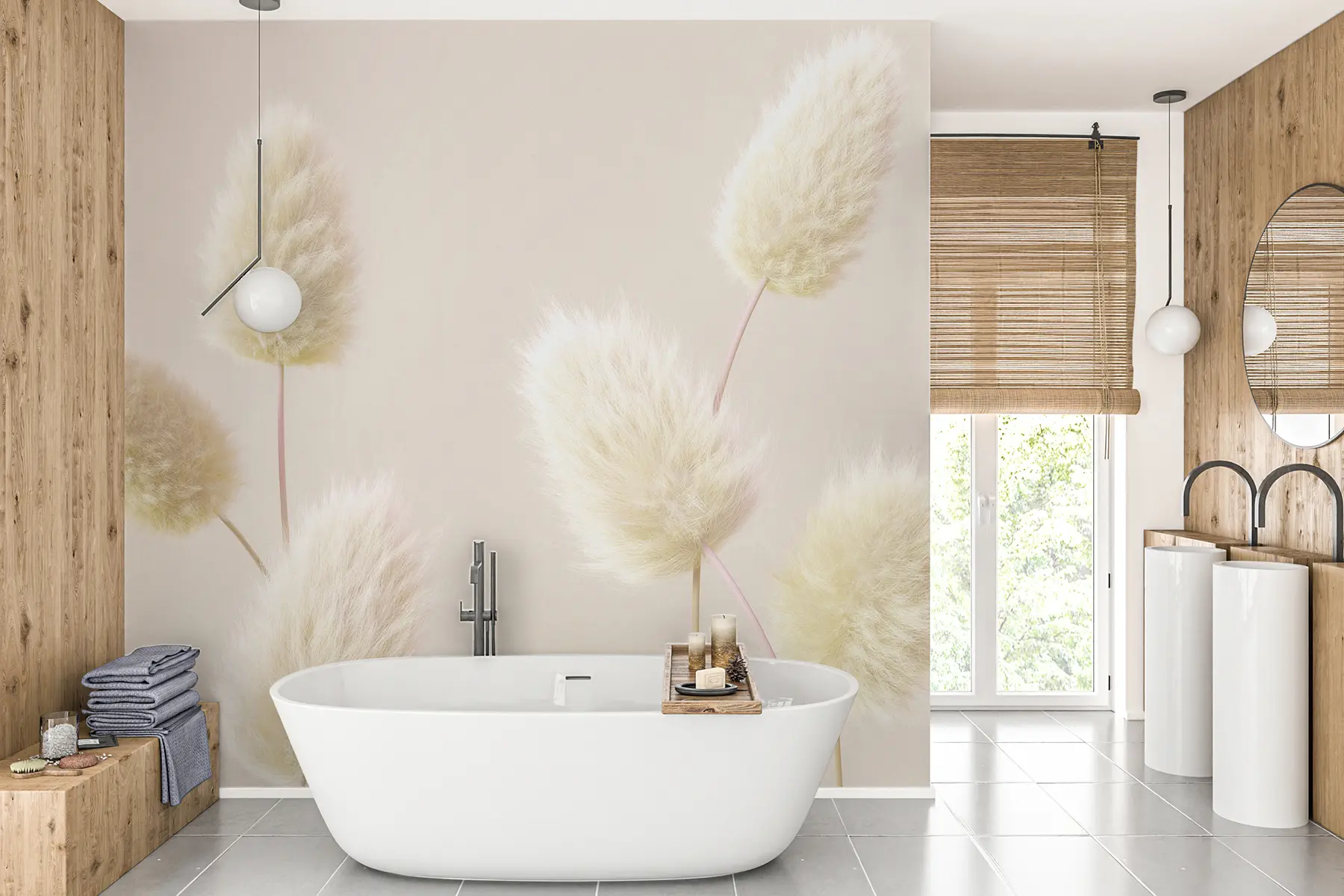 wall murals Модерно беж сушено цвеће у бохо стилу u98432v1