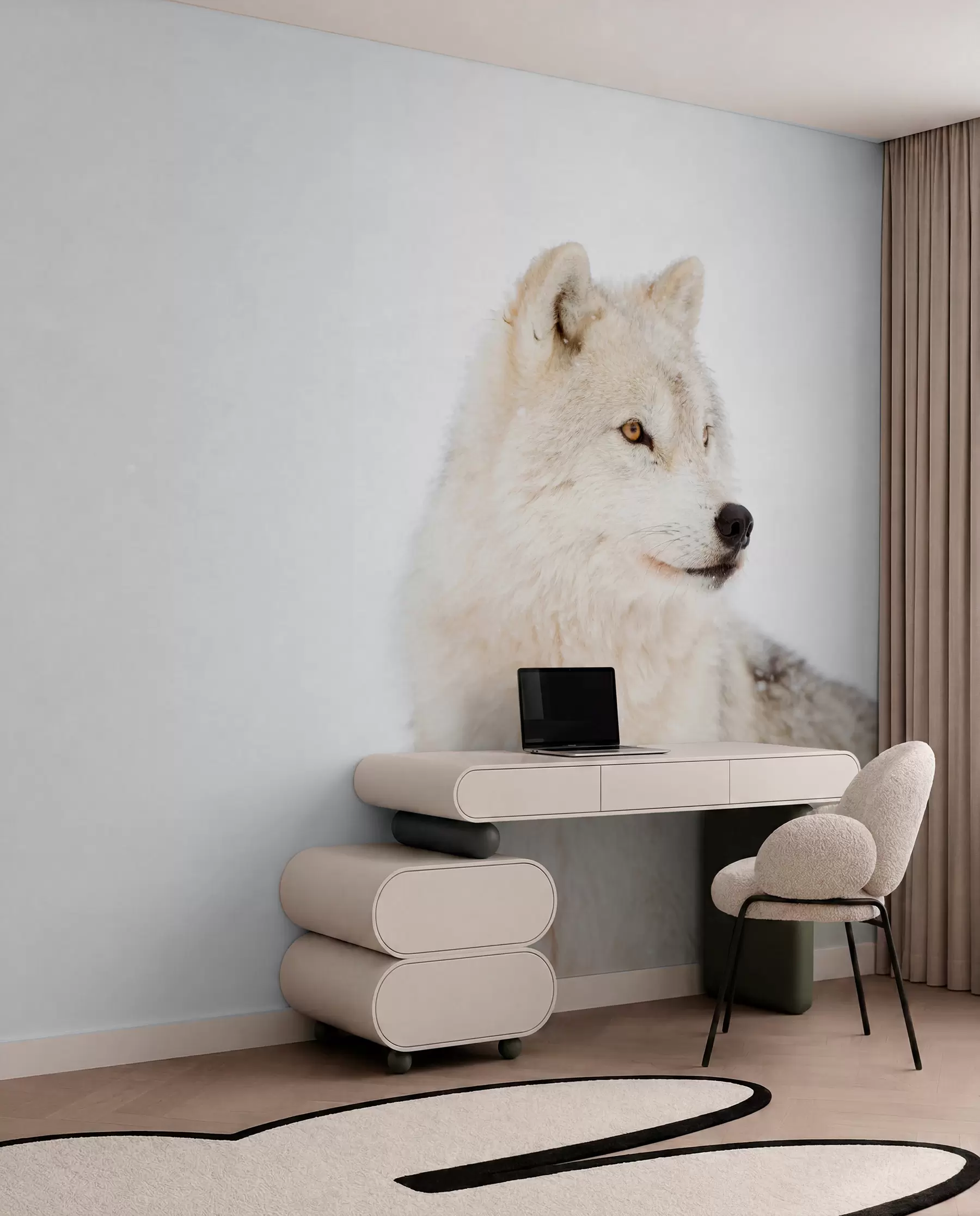 wall murals Арктички вук на белој позадини u98189