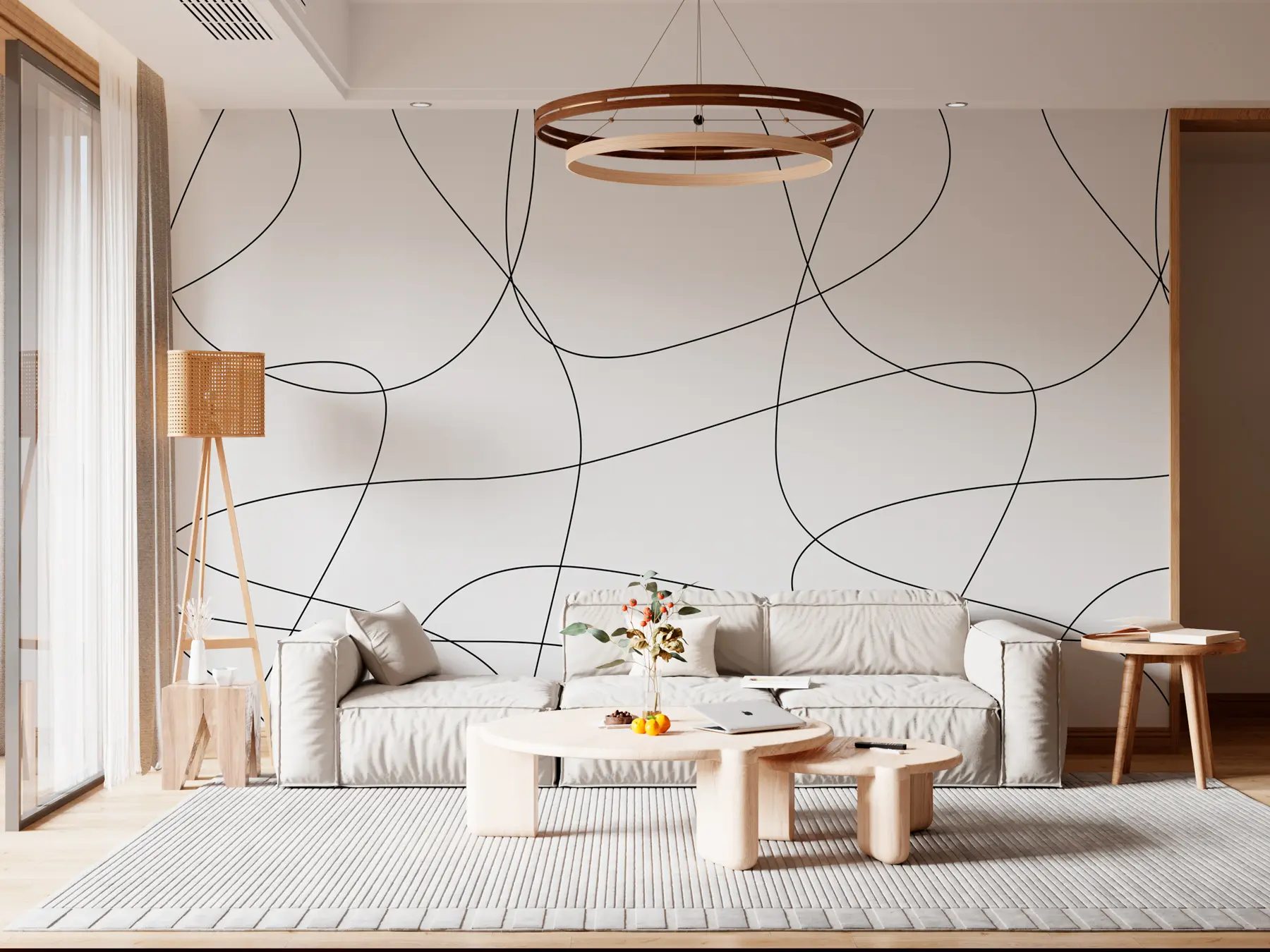 wall murals Елегантне тапете са линијама у бохо стилу u98563