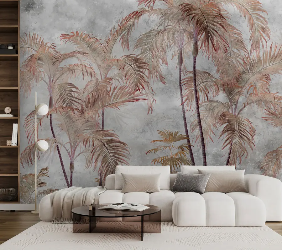 wall murals Тропске палме на бетонском зиду u98586
