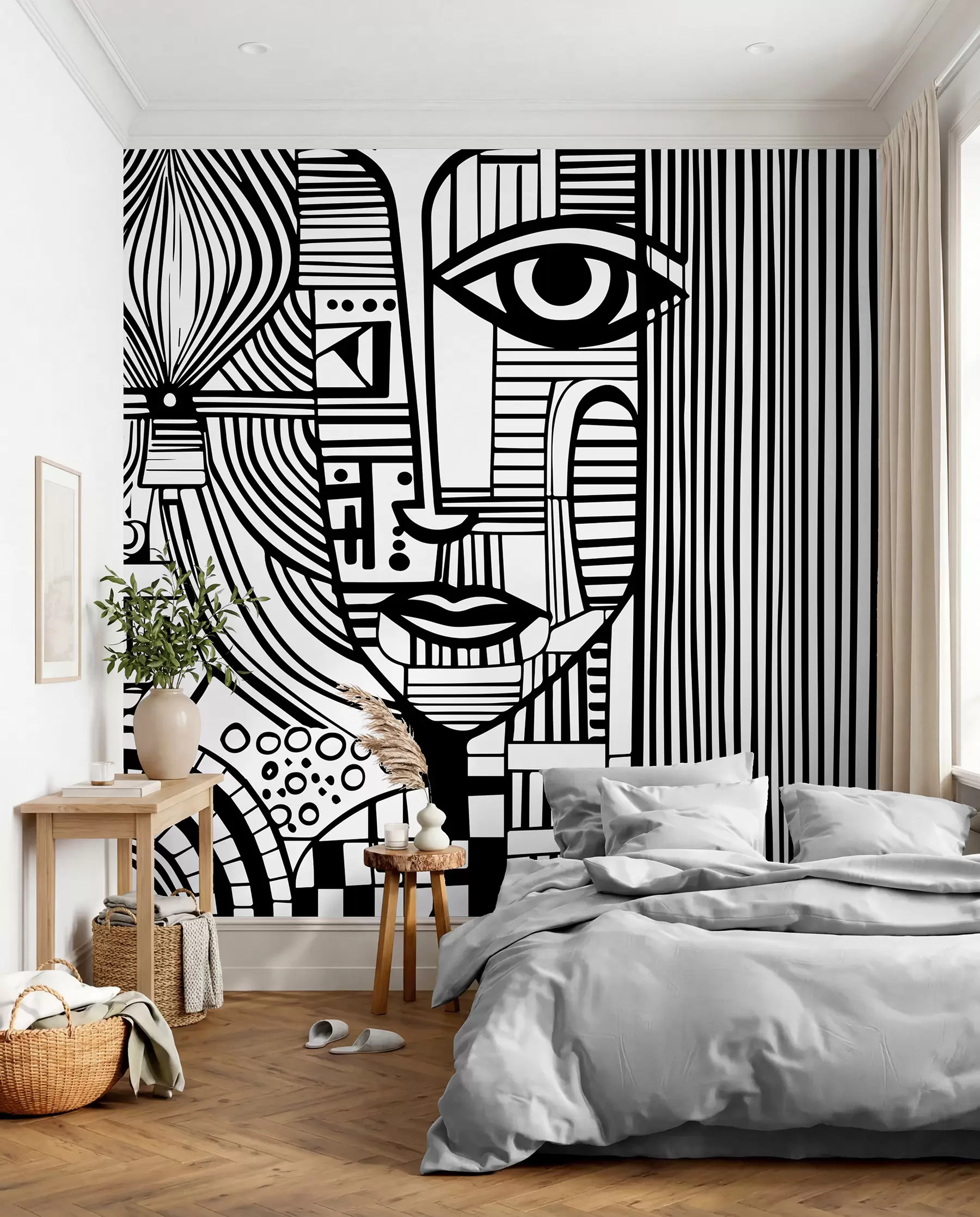 wall murals Апстрактно црно-бело лице u98714