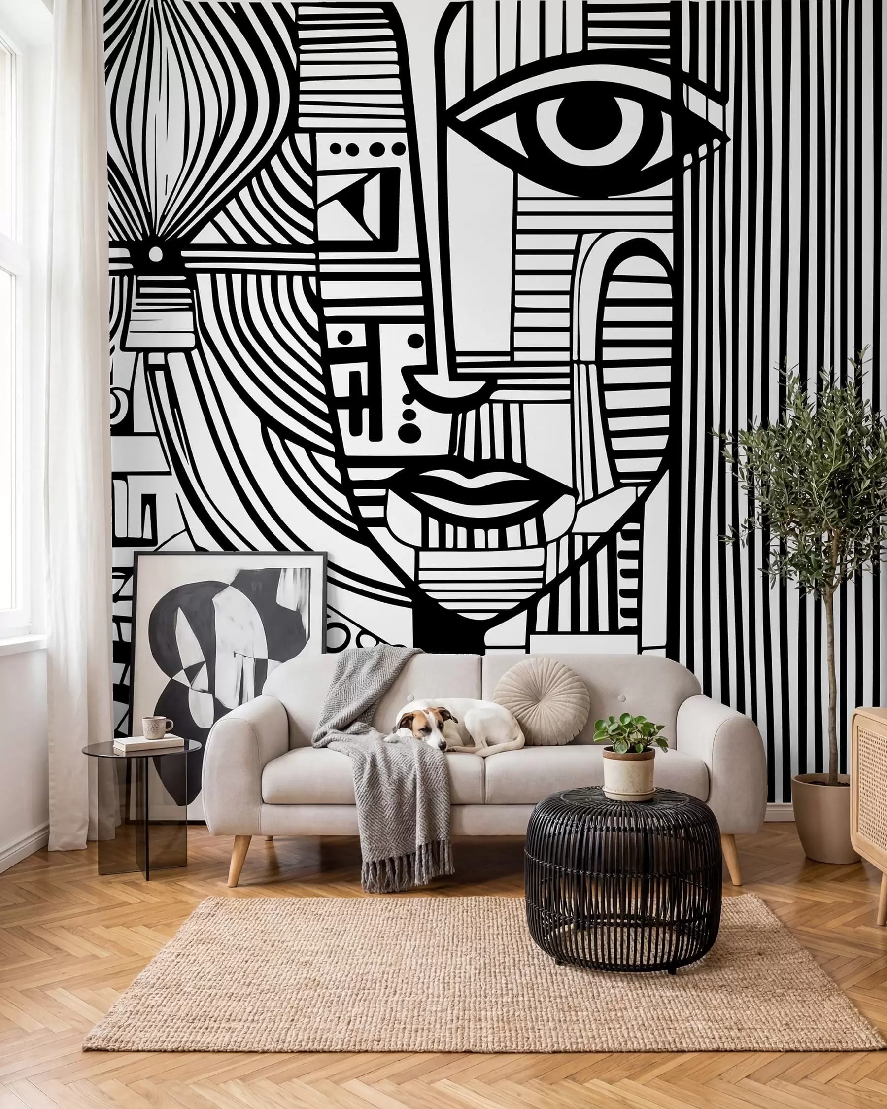 wall murals Апстрактно црно-бело лице u98714