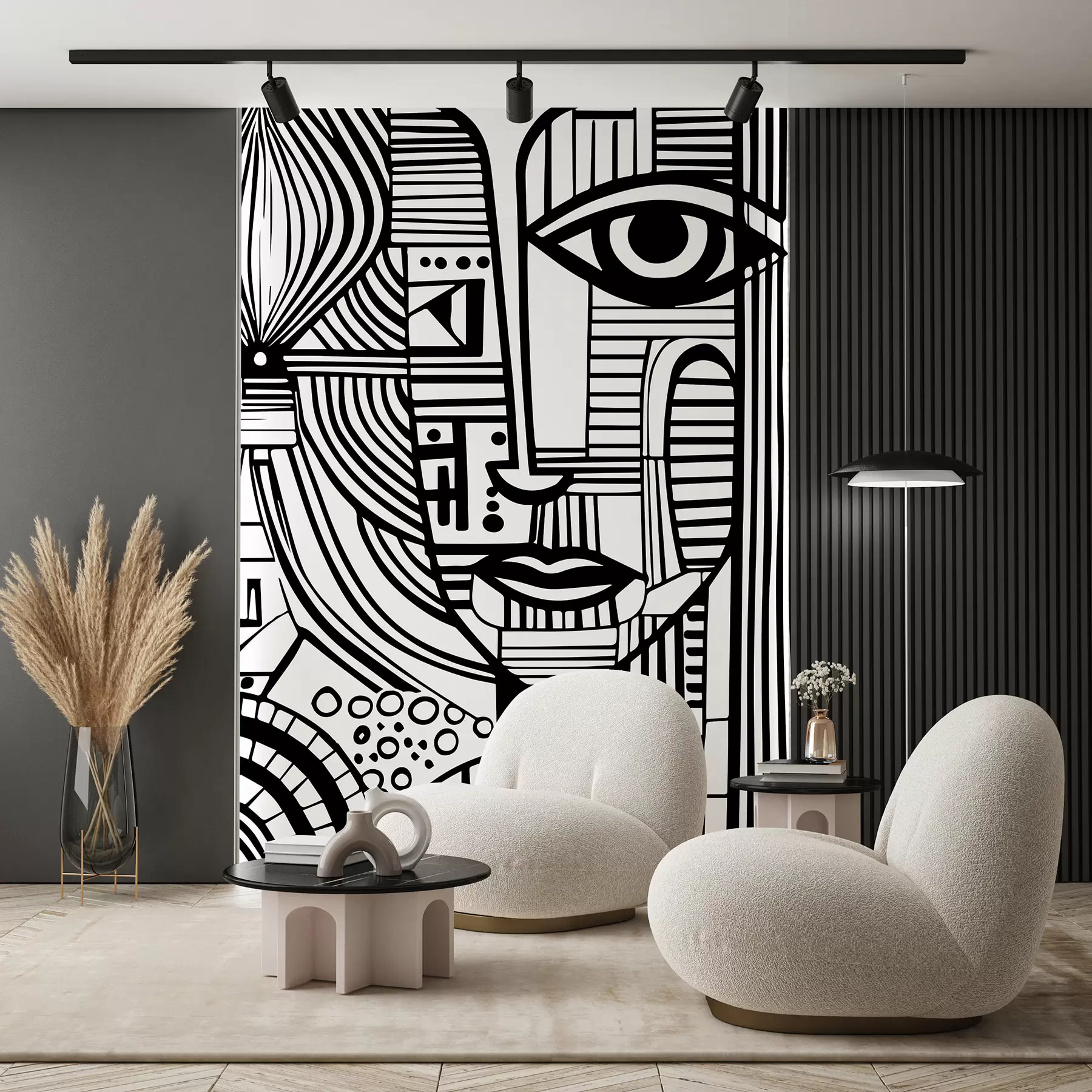 wall murals Апстрактно црно-бело лице u98714