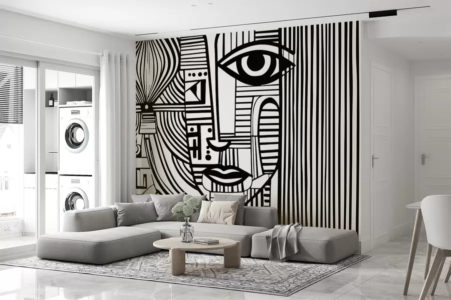 wall murals Апстрактно црно-бело лице u98714