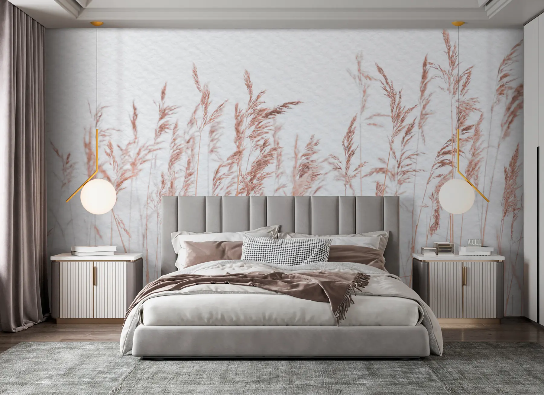 wall murals У тренду старински папир са сувим цвећем у бохо стилу u98428v1
