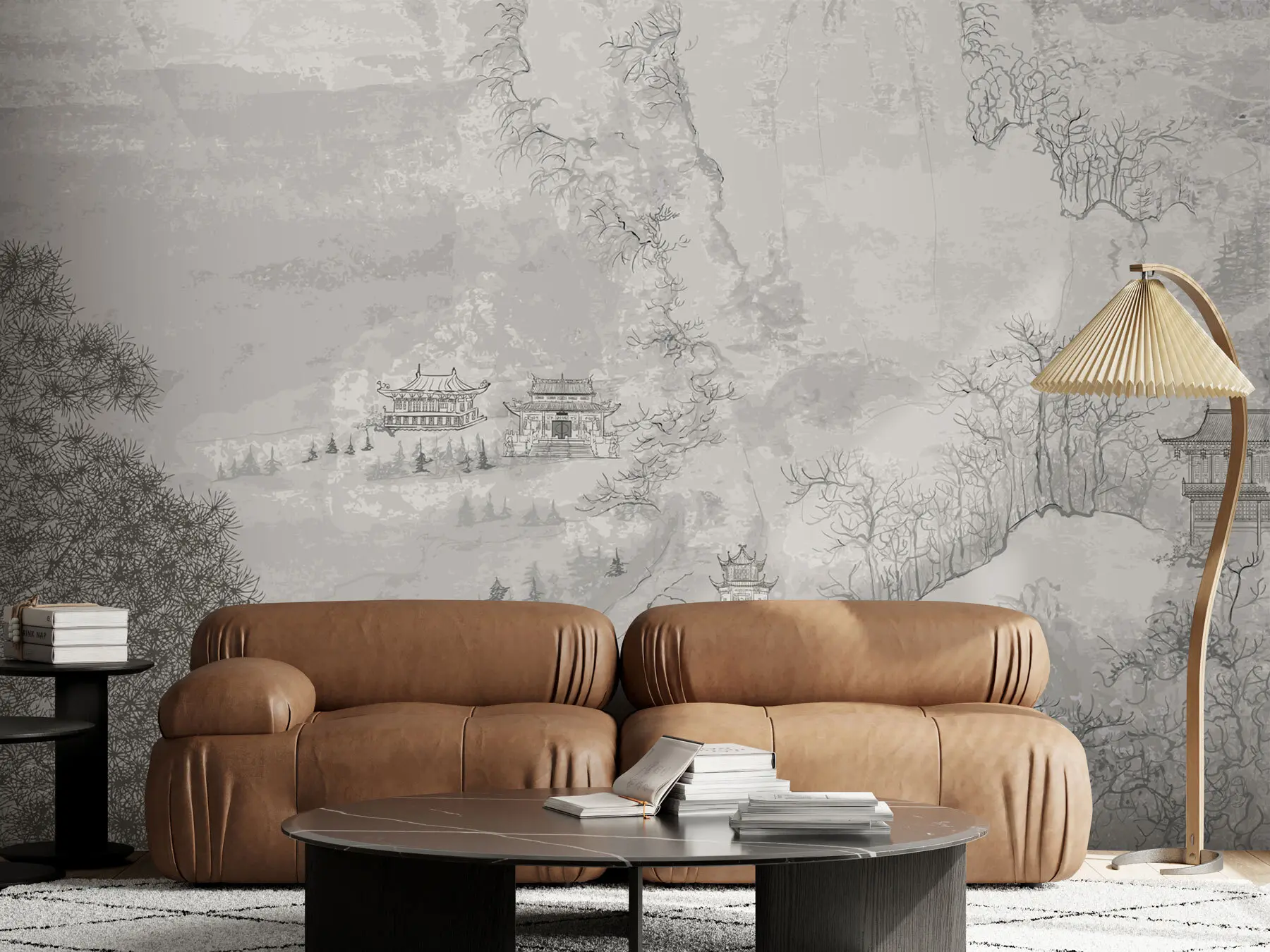 wall murals Илустрација кинеског пејзажа у стилу старог кинеског сликарства u98699