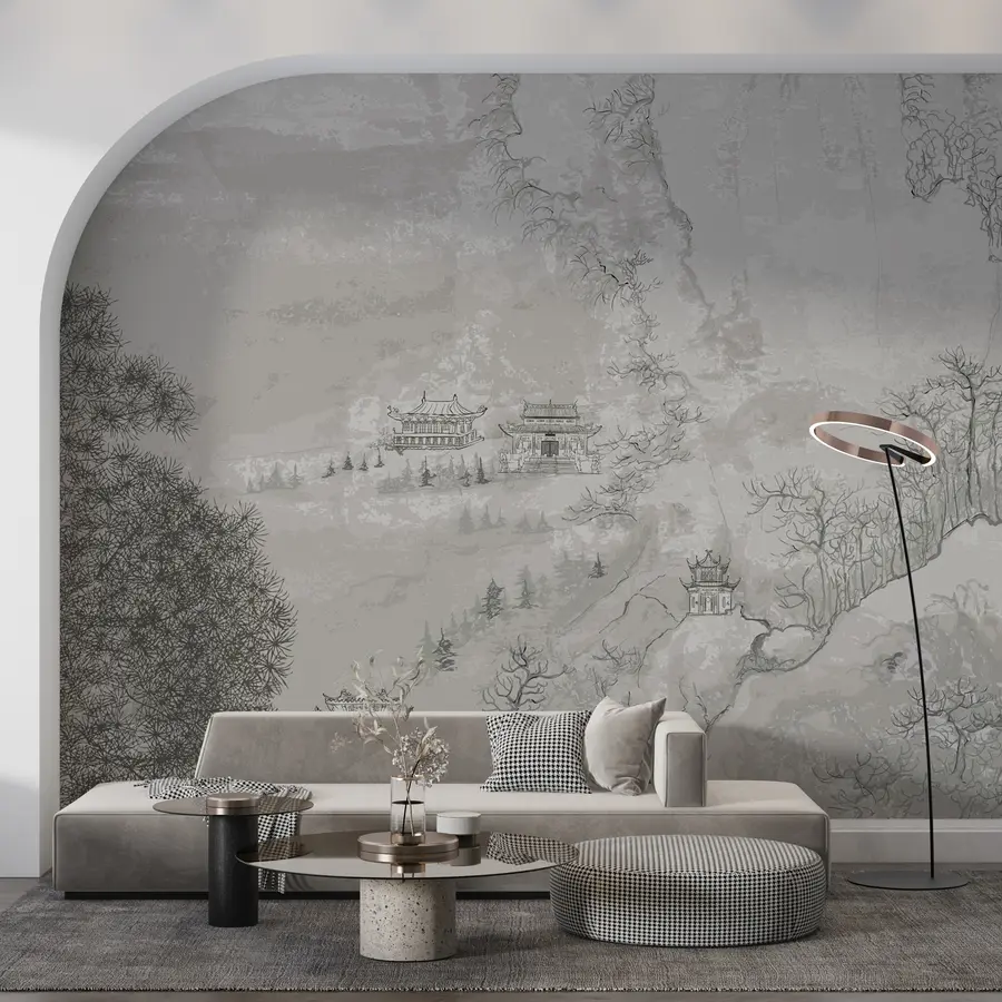 wall murals Илустрација кинеског пејзажа у стилу старог кинеског сликарства u98699