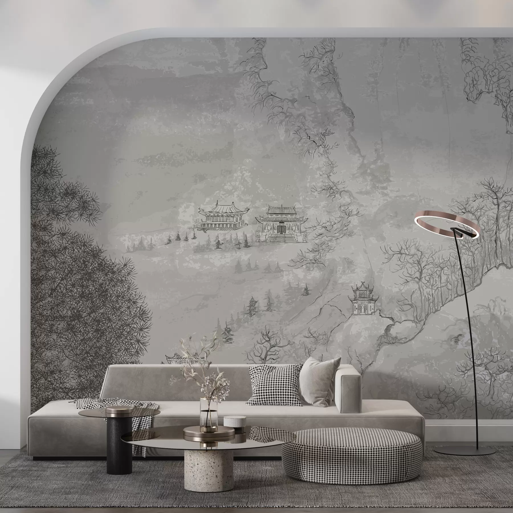 wall murals Илустрација кинеског пејзажа у стилу старог кинеског сликарства u98699