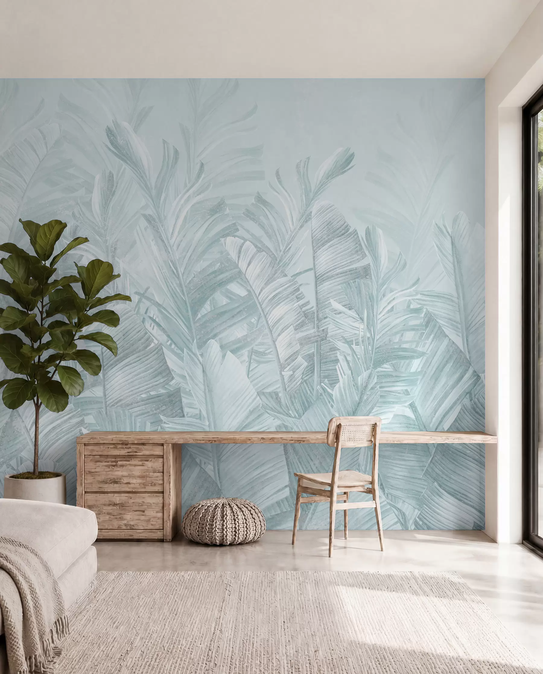 wall murals У тренду листови су тропски тиркиз u98951v3