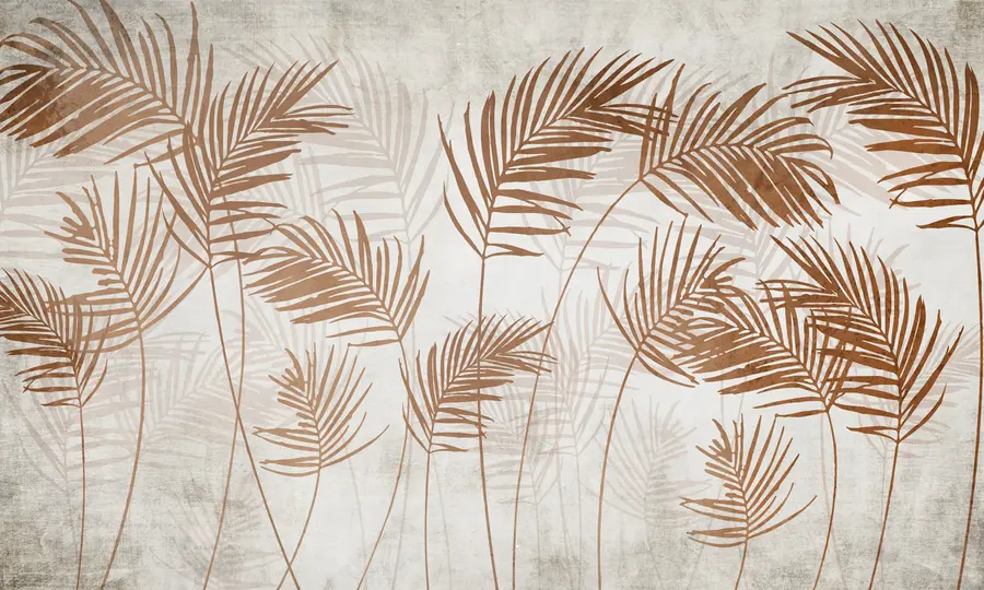 wall murals Дизајн тапета са тропским дрвећем и лишћем у магловитој шуми u98974