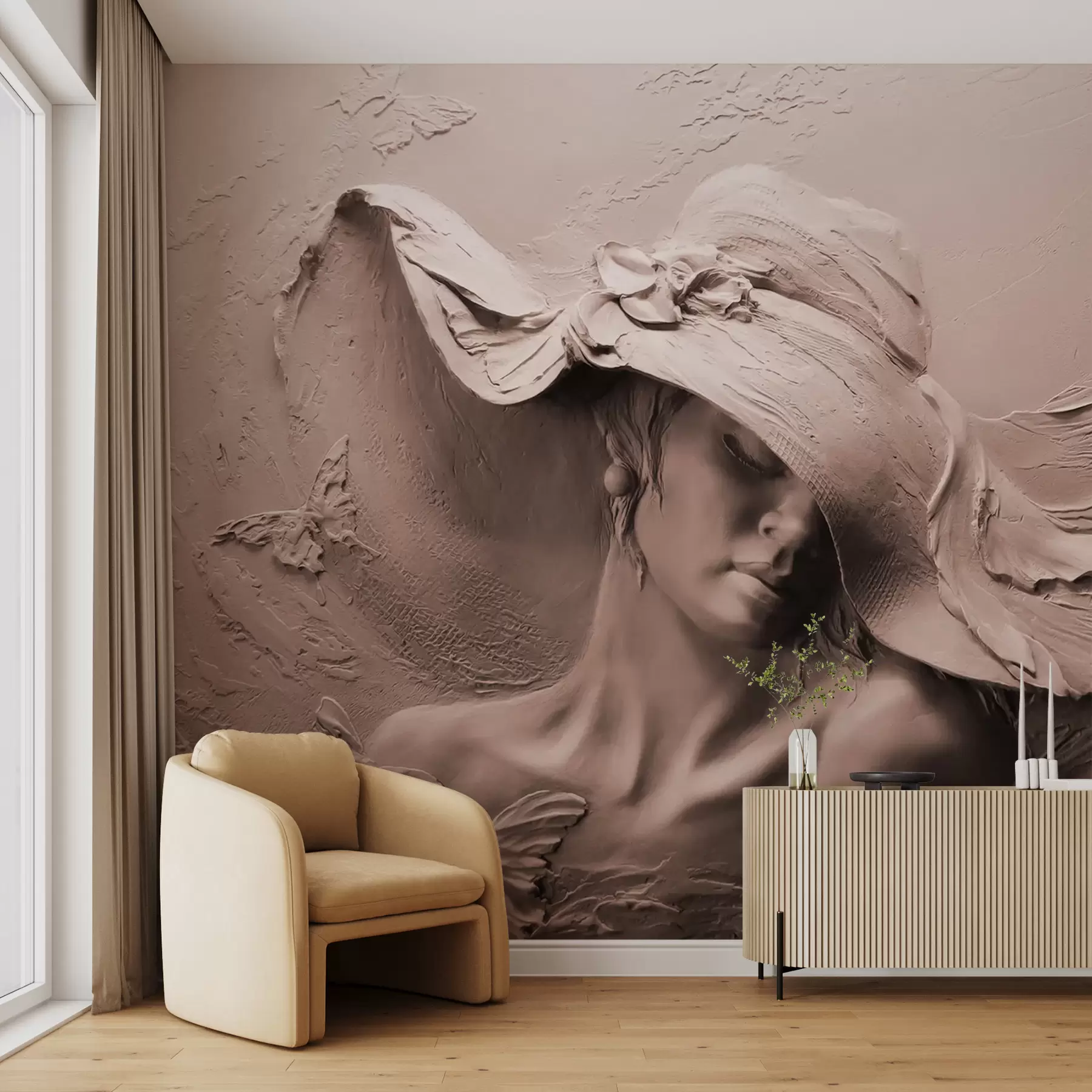 wall murals Жена у шеширу 3Д u62592v1