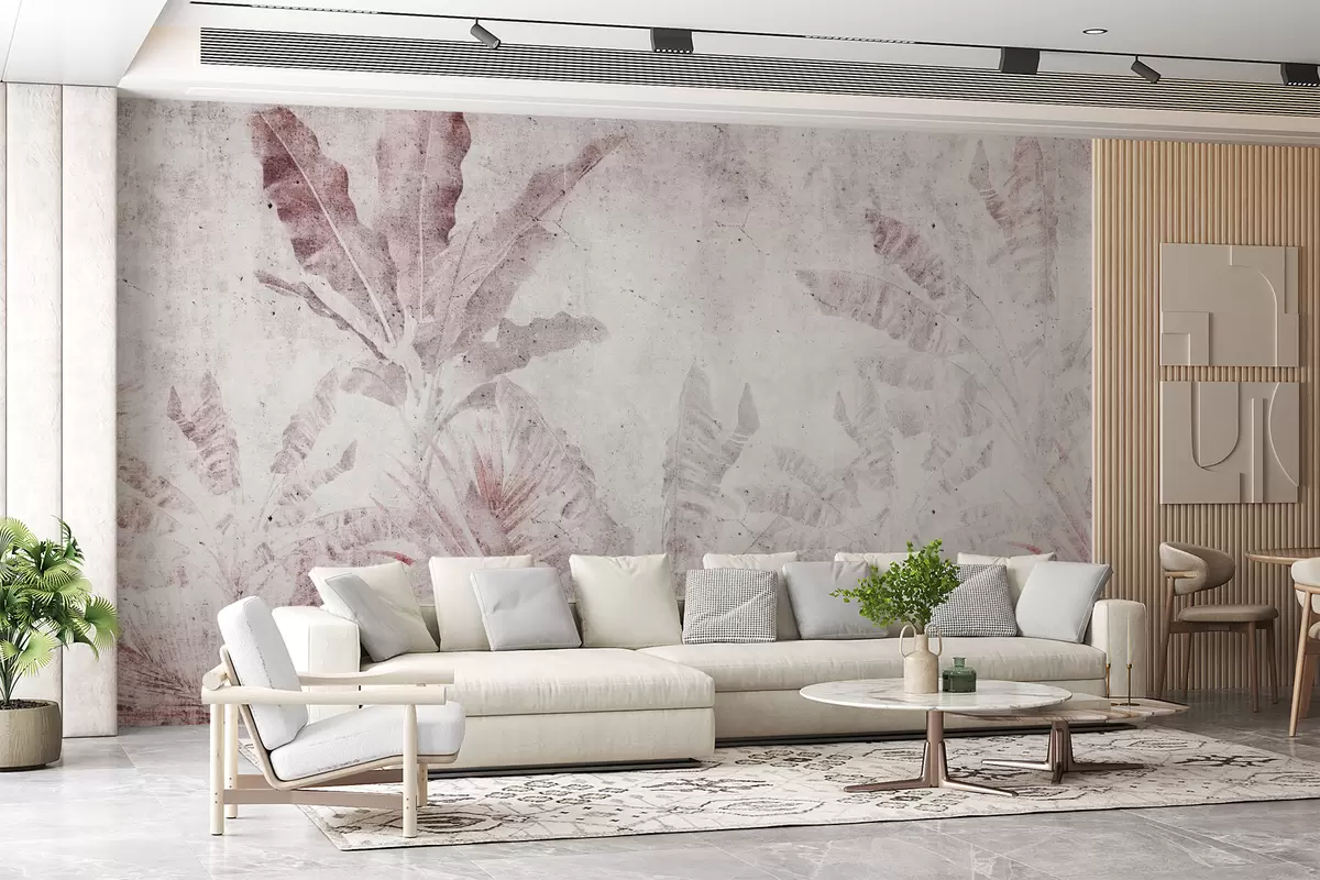 wall murals Листови банана на бетонском зиду u73886v2