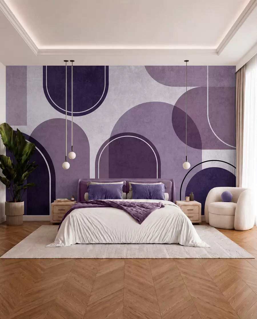 wall murals Геометријски лукови љубичасте боје u99095v4