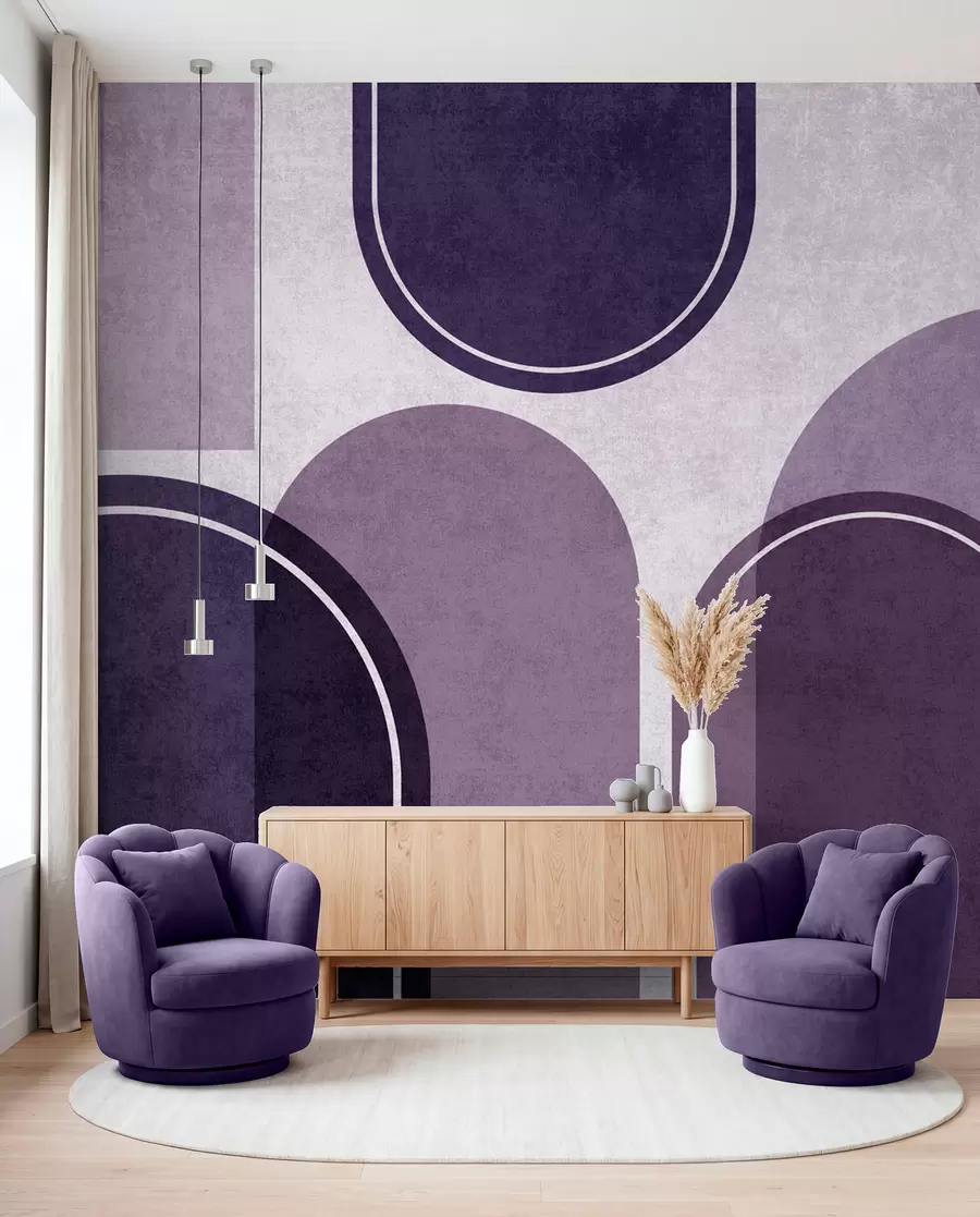 wall murals Геометријски лукови љубичасте боје u99095v4