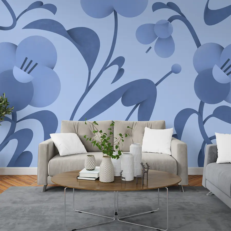 wall murals Ботаничка штампа са украсним плавим цветовима u99196v8