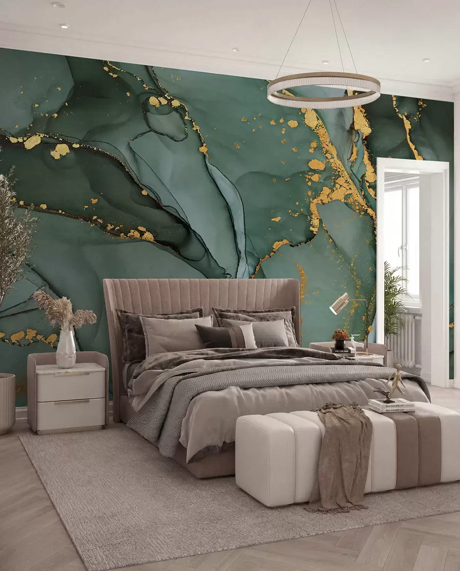wall murals Луксузни оникс мермер са металним пукотинама u50235d2