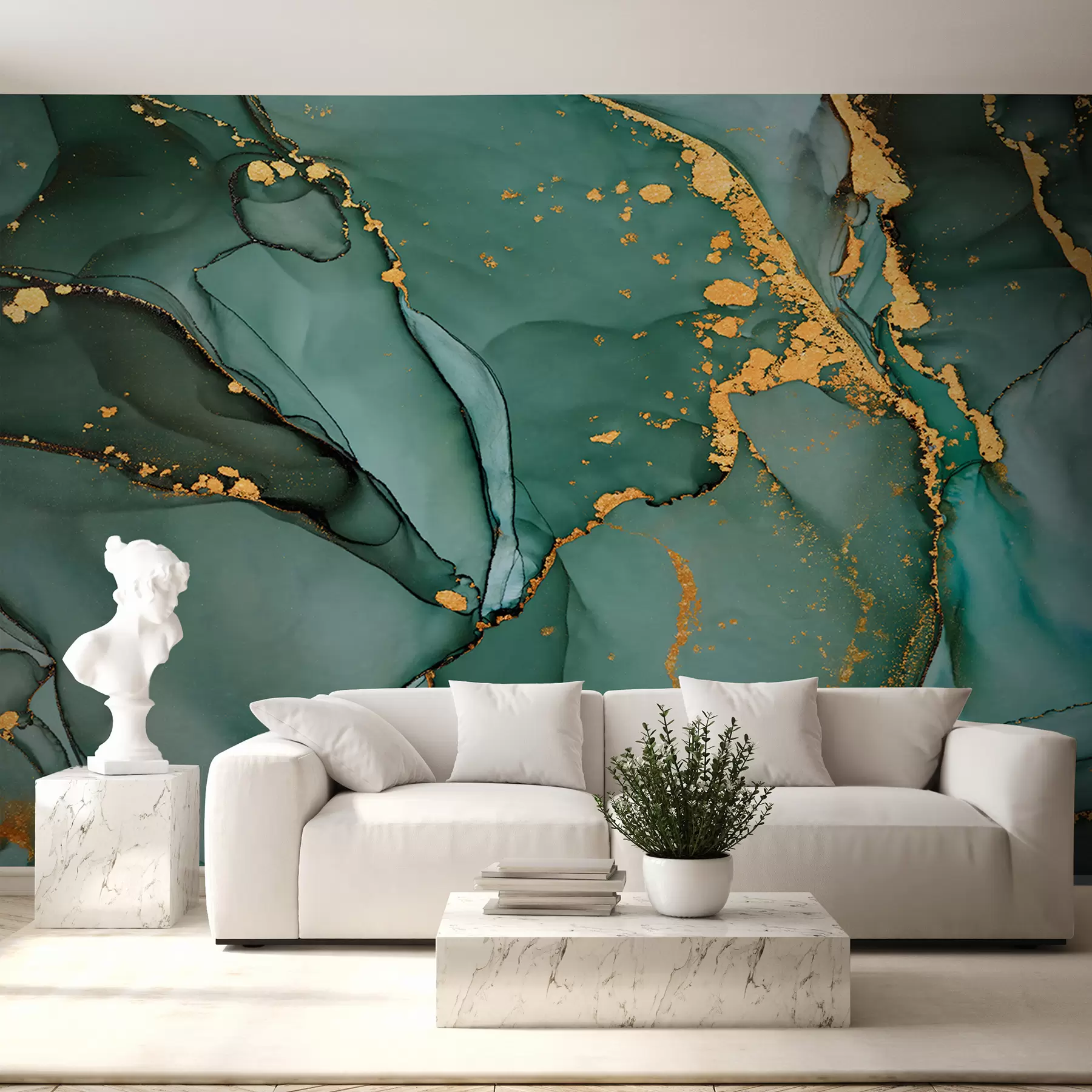 wall murals Луксузни оникс мермер са металним пукотинама u50235d2