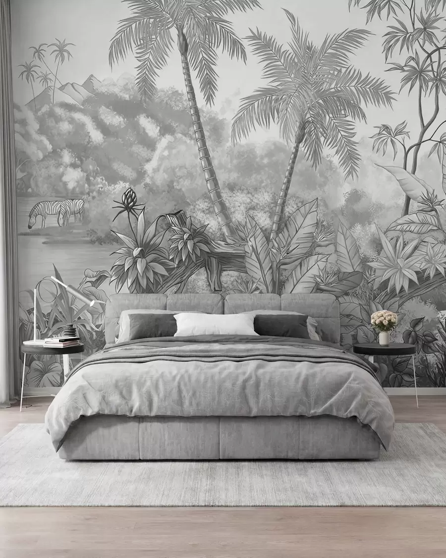 wall murals Црно-бели тропи u59039d3