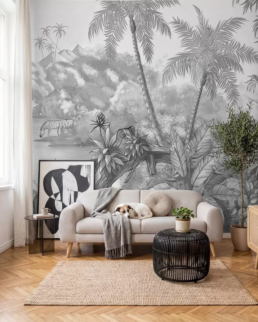 wall murals Црно-бели тропи u59039d3